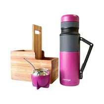 Kit Termo + Guampa + Bombilla + Porta Termo Contigo Mate Pampa 1.1L Fucsia