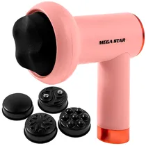 Massageador Eletrico Muscular Megastar FMA4N com 5 Cabeças / Recarregável - Rosa