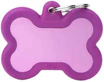 Medalha de Identificação Myfamily Hushtag Osso Grande HTA01 - Roxo