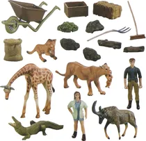 Toys Set de Animais Selvagens Zhong Jieming Q9899-ZJ100-B (19 Peças)