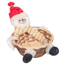 Cesta de Enfeites de Natal com Papai Noel Vermelho