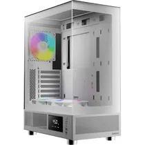 Gabinete Gamer, Aquario, Gamdias Atlas E1, Mid Tower, ATX, Frontal e Lateral Vidro Temperado, 3X Fans 120MM Argb, Branco  Gabinete Ga...