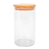 Pote de Vidrio Tampa de Bambu 8,5X15CM