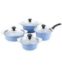 Jogo de Panelas Ecomaric de Cerâmica Azul Fosco 8 Peças