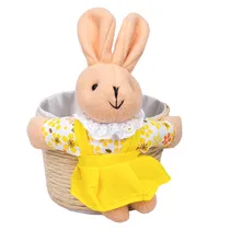 Cesta de Páscoa com Coelhinha 12X10X9CM - Vestido Amarelo