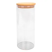 Pote de Vidrio Tampa de Bambu 8,5X20CM
