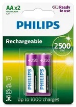 Pilha Recarregável AA Philips R6B2RTU25/97 (2 Unidades)