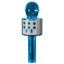Microfone Sem Fio WS-858 - USB/SD/Aux - com Speaker - Azul  Microfone S...