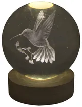 Lâmpada Esfera de Cristal 3D Colibrí