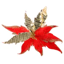 Flor Natalina Vermelha com Dourado