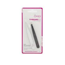 Omg Pinza Pinza p/Cejas Acero Inoxidable Tweezers Set 2 PZS s/C