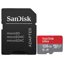 Cartão de Memória Micro SD de 128GB Sandisk Ultra SDSQUAB-128G-GN6MA - Cinza/Vermelho