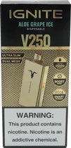Vape Descartável Ignite V250 Aloe Grape Ice 25000 Puffs Gold
