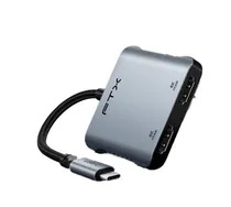 Adaptador USB-C - 2 HDMI/ USB-C/ USB-A FTX-CM2H4K-Ag 4K/ 60HZ/ 100W/ Gris