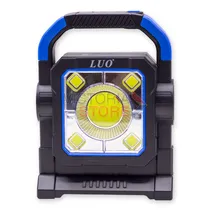 Lanterna LED Luo LU-195 Work Light / 3 Modos de Iluminação / Recarregavel USB / Solar - Preto/ Azul
