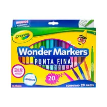 Marcador Crayola Wonder Markers Punta Fina 580081M001 20 Unidades