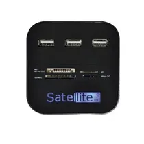 Hub USB 2.0 + Leitor de Cartao Satellite A-HUB07 3 Portas / SD / MS / Pro Duo / M2
