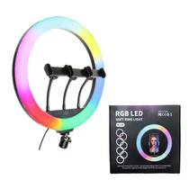 LED Iluminador RGB Soft Ring Light 36CM com 3 Porta Celular - MJ36