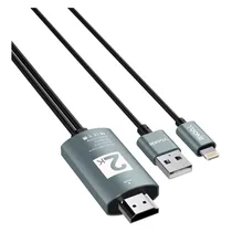 Cabo Adaptador Yookie YA13 HDMI para USB Lightning 2 Metros - Preto Cinza