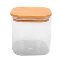 Pote de Vidrio Tampa de Bambu 10X10CM