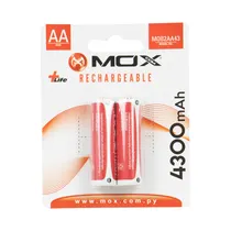 Pilha Mox MOB2AA43 - AA - 4300MAH - 2 Unidades - Recarregável