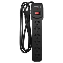 Filtro de Linha FTX FTX1079 com 6 Tomadas / Nema Eur / Bivolt - Preto