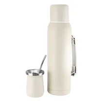 Garrafa Térmica Vacuum Insulated Bottle IH1200 - 1.2L - com Cuia de 180ML e Bomba - Branco