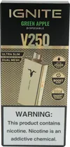 Vape Descartável Ignite V250 Green Apple 25000 Puffs Gold