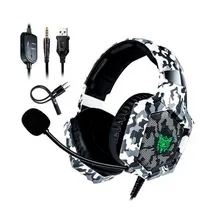 Fone P2 Onikuma K8 c/Mic USB White Camuflado 40MM