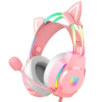 Fone de Ouvido Onikuma Gaming X26 3.5/Mic RGB - Pink