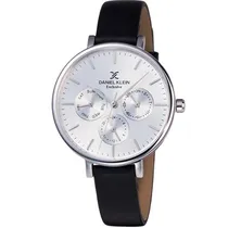 Relógio Analógico Daniel Klein Exclusive DK11896-1 Feminino, Couro - Preto e Prata