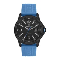 Relogio Analógico Masculino Daniel Klein DK.1.13910-5 Premium Gents / Pulseira de Silicone - Azul Claro/Preto