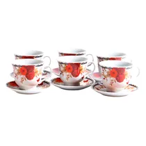 Jogo de Copos com Prato Cerâmica 220ML 7PZS
