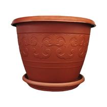 Maceta de Plastico Rodeo Con Base 314138 19 X 15 CM Terracota