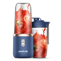 Mini Liquidificador Portátil Recarregável Aorlis AO-78228 / 300ML / com 2 Copos / 40W - Azul
