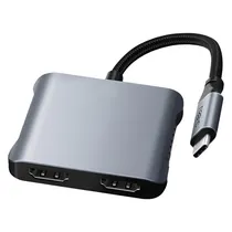 Hub USB-C FTX CT-CM2H4K-Ag 115571 4 Portas / 2 HDMI / USB / USB-C Femea - Cinza