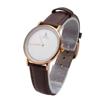 Relógio Analógico Feminino Ik Colouring 98469L2-e com Pulseira de Couro - Preto/Dourado/Prata