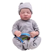 Boneca Bebe Reborn Menino 8802-2 de Silicone com Acessórios Varios