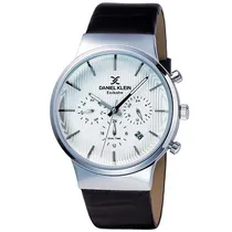 Relógio Analógico Daniel Klein Exclusive DK11891-3 Masculino Pulseira de Couro - Preto e Prata