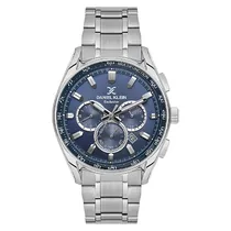 Relogio Analógico Masculino Daniel Klein DK.1.13901-3 Exclusive Gents / Pulseira de Aço Inoxidável - Prata/Azul