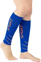 Meia de Compressão para Panturrilha Medivaric Sport - Azul/Laranja Neon (L)