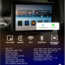 Tela de Encosto M1 And 10 Tela de 10" 2GB+32GB/USB/4K/SD Quadcore Carplay + And Auto