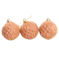 Bola de Natal Vermelha/Dourada com Textura 8CM 3 Peças.