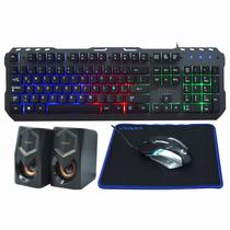 Kit Gamer Satellite GK-42 Teclado + Mouse + Mousepad + Speaker / Espanhol - Preto