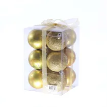 Bola de Natal Dourada AD86107-D 12 Peças 6CM.