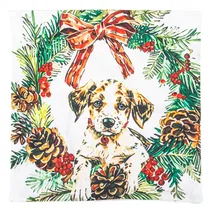 Capa de Travesseiro Natalina 43X43CM com Design de Cachorro