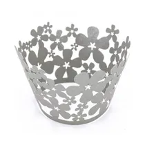 Kit Wraps para Cupcakes Flores W07 Cinza 25PCS