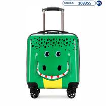 Maleta Infantil de Viagem 3D Tamanho 18" Crocodilo Verde - F0660