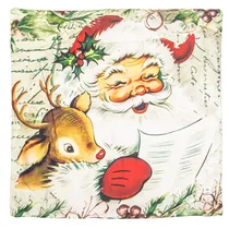 Capa de Almoçada Natalina 43X43CM com Design de Papai Noel