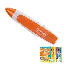 Caneta Tradutora Dimdu - 10 Livros Infantis Interativo para Aprender Inglês - Recarregável - Laranja e Branco